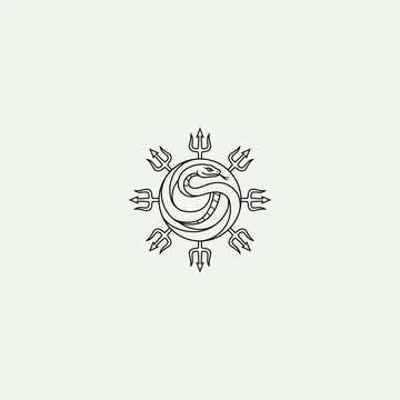 Snake and Trident Circle Minimalist Vector Logo