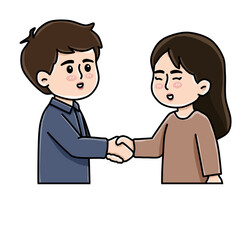 Fototapeta premium Man and woman handshaking agreement teamwork concept cartoon vector