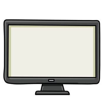 Blank desktop computer monitor screen mockup cartoon vector icon