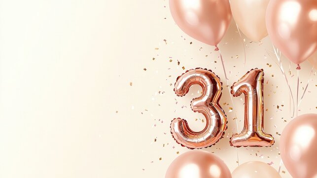 Elegant 31st Birthday Celebration with Balloons and Confetti