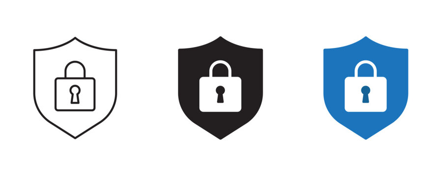 Shield lock icon represents protection and security ideal for illustrating digital safety measures and confidential data access