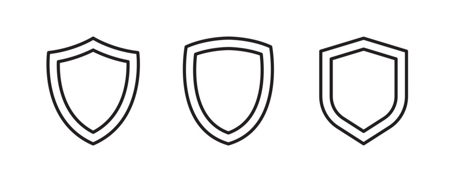 Shield icon set symbolizes excellent protection and security measures for various digital and physical applications ensuring data safety