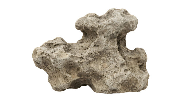 Fossilized Coral Limestone Rock Isolated on Transparent Background