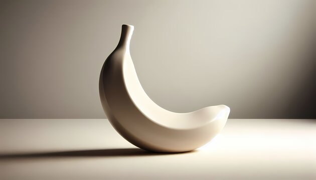 A ceramic sculpture of a banana, not a realistic replica but an artistic interpretation with unique glaze and form, Ai generated image