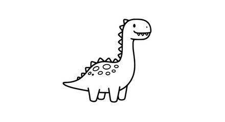 Cute cartoon dinosaur illustration, simple line art, white background, friendly character © Ellaut