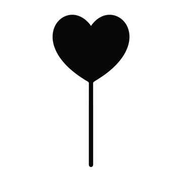 Heart lollipop candy icon flat vector illustration for sweet treat design on stick sign.