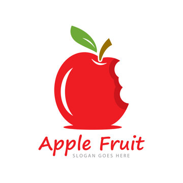 A bitten apple logo icon symbol illustration design.apple fruit icon