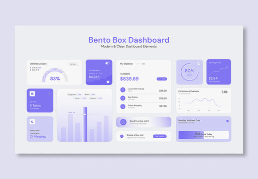 Bento Box Business Infographic Template for Dashboard Report, KPI Metrics, Data Visualization