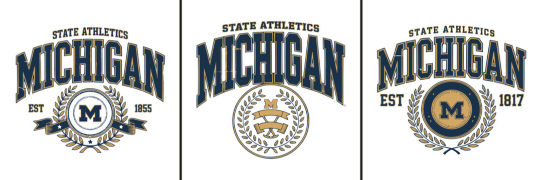 Set of vintage michigan state athletics emblems and logos