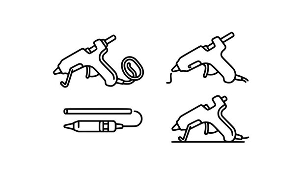 Hot glue gun application icons crafting repair and diy projects