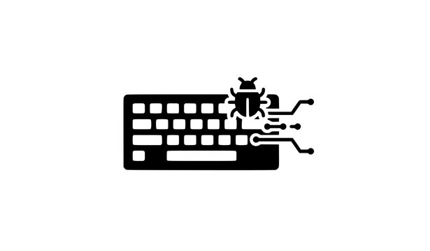 Cybersecurity threat hacking attack on computer keyboard icon