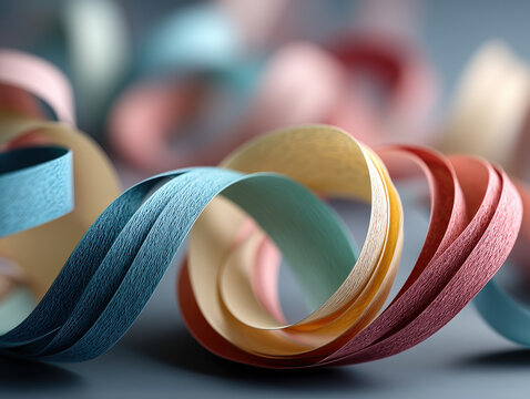 Colorful adhesive tapes arranged in a creative swirl with vibrant shades on smooth surface for crafting and decoration