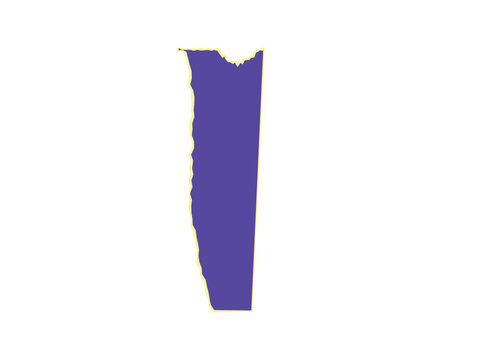 Purple silhouette of the country of namibia with a thin yellow border