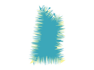 A stylized silhouette of a coniferous tree with a vibrant blue and yellow hue © Hindetre