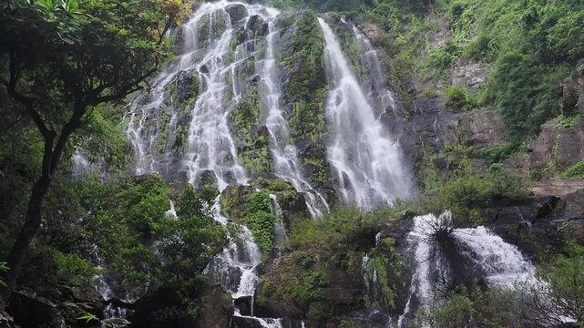 Sairung la-ong dao waterfall is acclaimed as one of the largest and most magnificent waterfalls hidden deep within the forests of the south, located in kapoe district, ranong province, thailand.