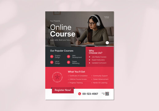 Red Corporate Online Course Flyer Layout