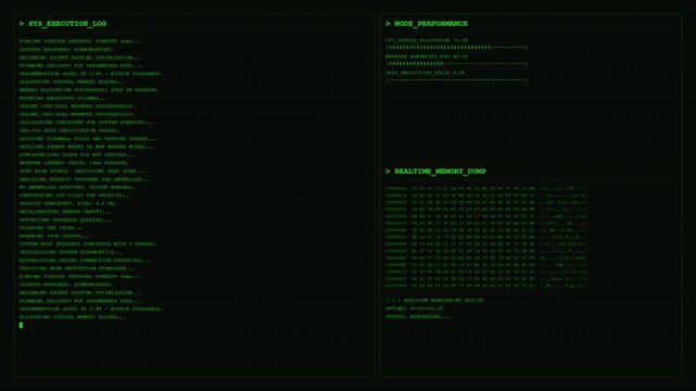 System Execution Log Node Performance Realtime Memory Dump Animation.
