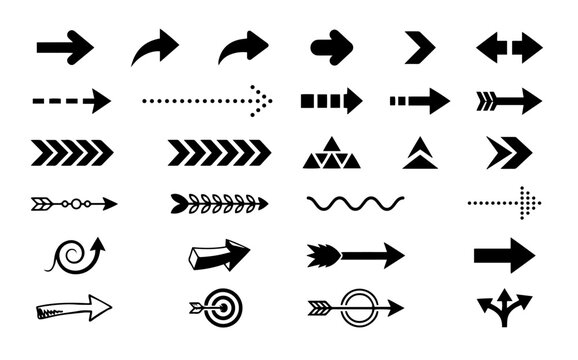 Directional arrow vector set with modern navigation, pointer and interface icon collection