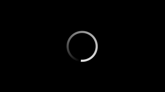 Loading Circle Gradient w/ Alpha (30fps). A single gradient circle rotating and looping, similar to what a computer or video stream may display when buffering a signal or data.