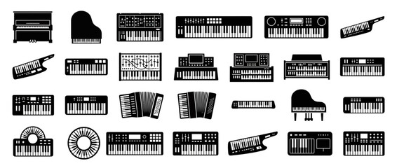 Collection of Musical Keyboard Instruments Silhouettes © Maya