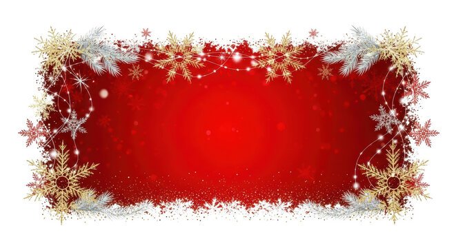 Snowflakes on red Christmas background.