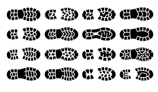 Minimal Boot Footprint Sole Vector Icon Set