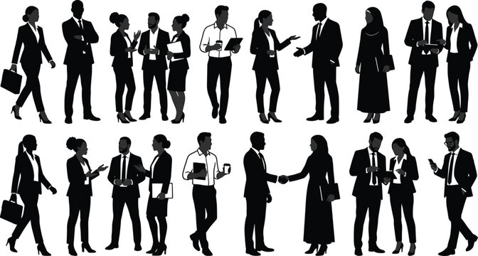 Business People Diversity Vector Collection with Professional Office Communication and Corporate Team Illustrations