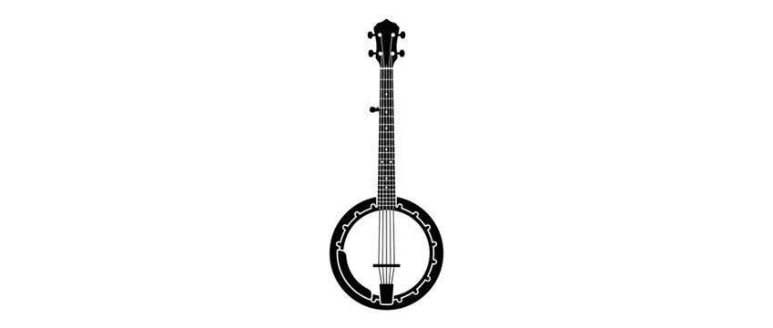Black Silhouette of a Stringed Musical Instrument