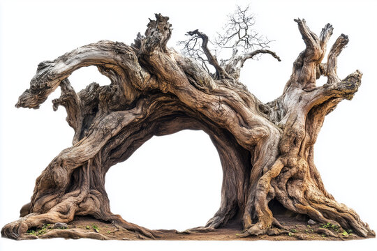 An old ancient dry tree isolated on a white background..