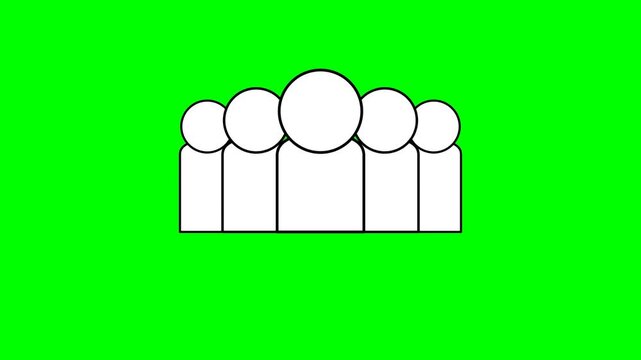Group Iconography: A stylized group of people represented by simple white figures against a vibrant green backdrop, symbolizing community and collaboration.