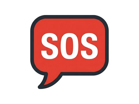 Red distress sos speech bubble icon
