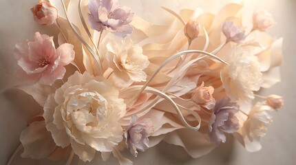 Elegant spring floral arrangement delicate pink and blue blossoms for cards invitations seasonal decor