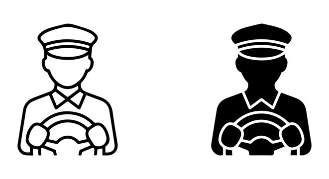 Chauffeur Driving Icon, Driver Silhouette, Transportation Service Vector, Professional Driver Symbol