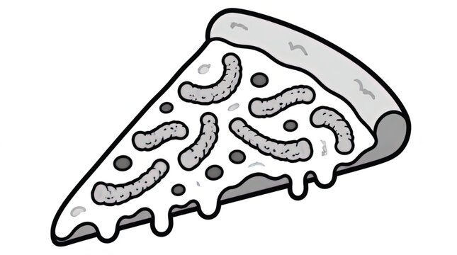 Funny Cartoon Pizza Slice with Cheetos Cheese Snack Chips and Gooey Cheese