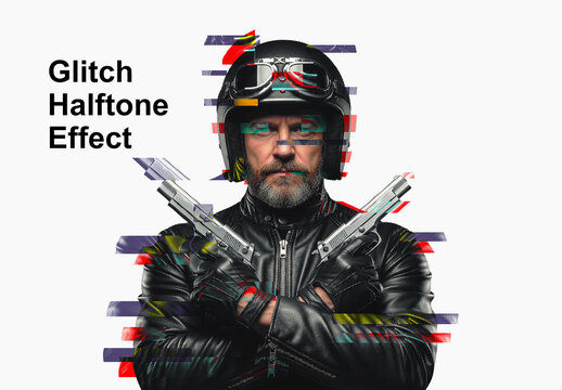 Glitch Halftone Photo Effect