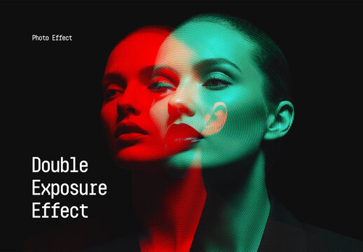 Double Exposure Halftone Photo Effect