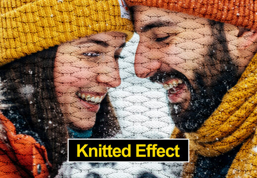Wool Knit Fabric Portrait Texture Photo Effect