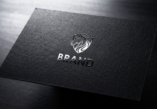 Black Gloss Foil Stamping Logo & Text Effect