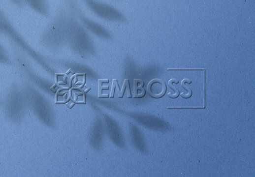 Blue Textured Paper Embossed Logo & Text Effect