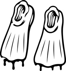 Hand Drawn Dripping Diving Fins Outline Icon, Black and White Clipart Design © SIPANJI