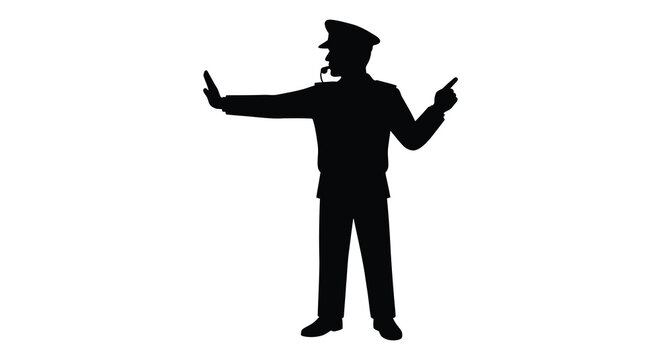 Police Officer Directing Traffic In Silhouette policeman