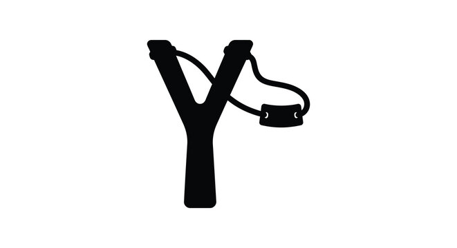 Slingshot Silhouette Against A White Background catapult