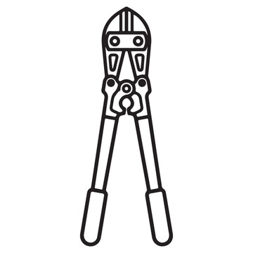 Bolt Cutter Line Outline Icon Industrial Tool for Construction and Security Ui