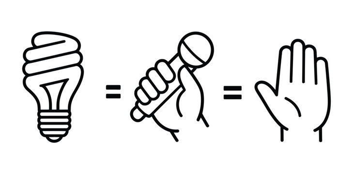 Mic Drop Cartoon Vector Illustration Showcasing Hand Releasing a Microphone in Simple Black and White Line Art Style