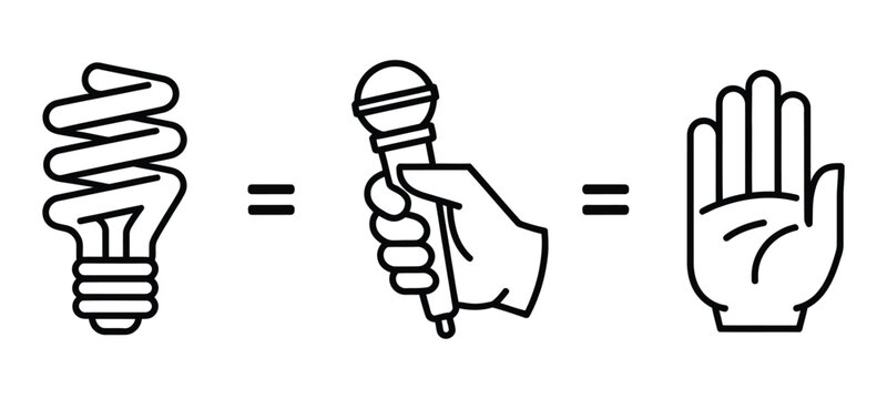Mic Drop Cartoon Drawing Featuring Hand Holding and Dropping Microphone in Black and White Line Art Vector Illustration