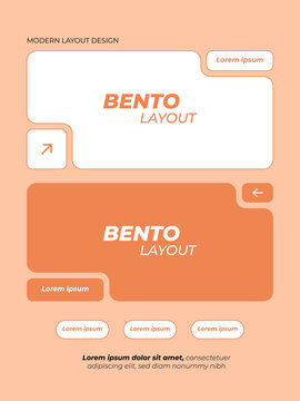 Modern Bento Grid UI Layout Template with Warm Peach Color Palette