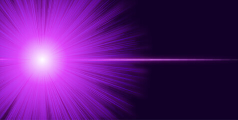 Abstract Purple Light Burst Background with Glowing Lens Flare and Radiant Energy Rays © alphabeticmind