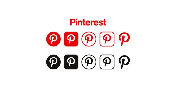 Pinterest social media logo and icon set vector illustration