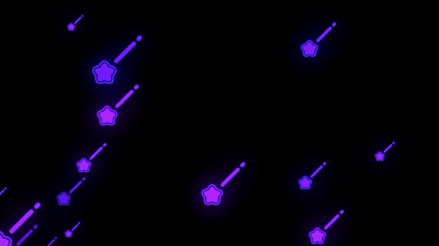 黒背景に紫色の流星が流れるアニメーション