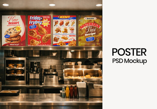 Fast Food Restaurant Poster Mockup PSD